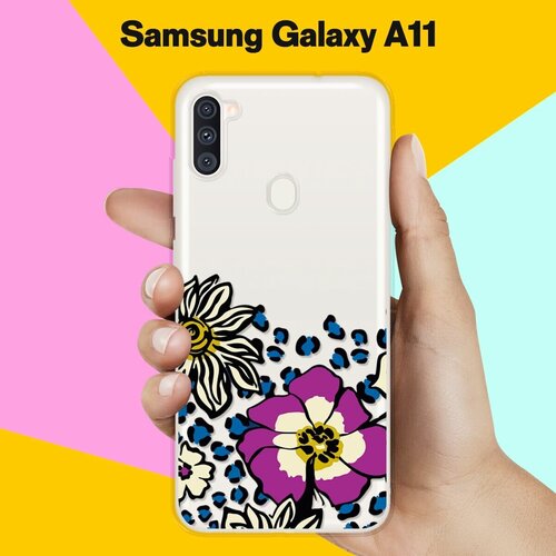Силиконовый чехол Цветы с узором на Samsung Galaxy A11