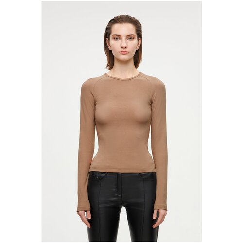 фото Лонгслив с рукавом реглан - погон shi-shi (48, песочный)