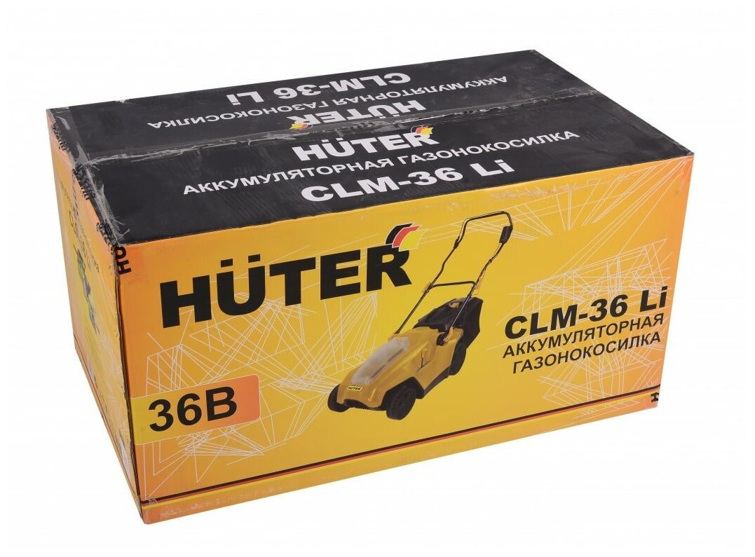 Газонокосилка аккумуляторная Huter CLM-36 Li 3300 об/мин, 4 А*ч, траво-к40 л, от 25 мм до 55 мм,аккумулятор и зарядное в комплекте - фотография № 19