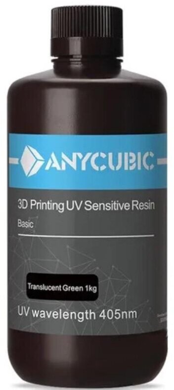 Фотополимерная смола Anycubic Basic UV Resin для 3D принтера 1 кг - полупрозрачный зеленый (translucent green) 1 литр