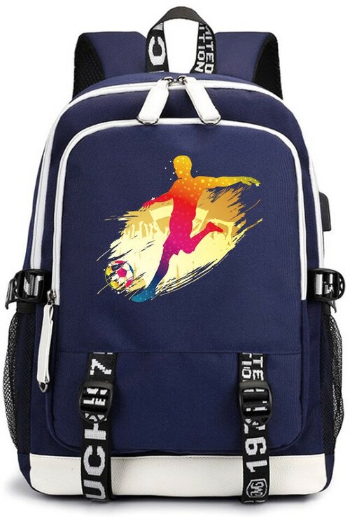 Рюкзак Футбол с USB-портом темно-синий №4