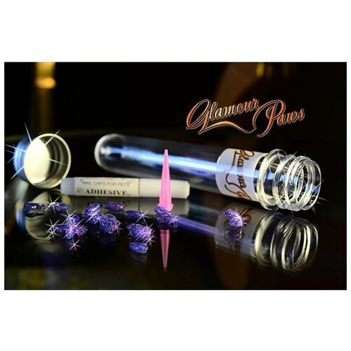 Антицарапки Glamour Paws "Гламурные лапки", 20 шт., фиолетовый, с кристаллами