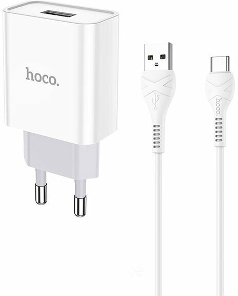 Зарядное устройство Hoco C81A USB + Cable USB Type-C White 6931474727961