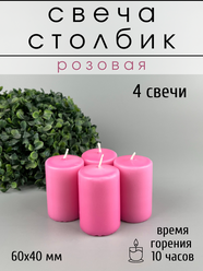 Свеча Бочонок/Фигурная/для дома 60х40 мм, цвет: розовый, 4 шт.