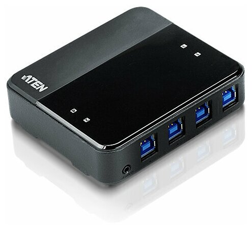 Переключатель KVM Aten US434-AT switch, USB, 4> 4 устройства/порта/port+клавитаура+мышь, 4 USB A Female/4 B Female, со шнурами A-B 2х1.2м.+2х1.8м. для