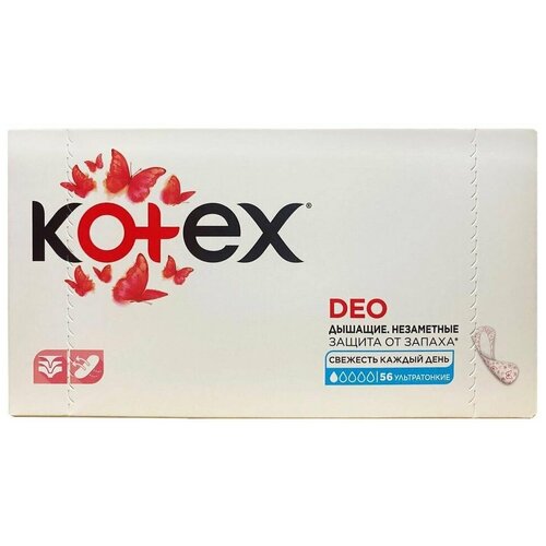 Прокладки Kotex Deo ультратонкие ежедневные 56шт х 2шт прокладки kotex normal deo 56 шт