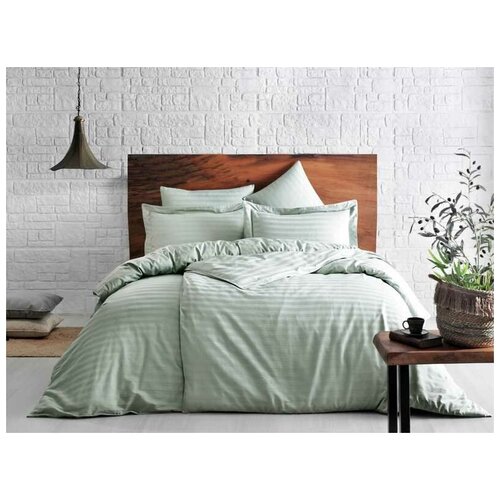 Комплект постельного белья Tivolyo home JACQUARD BANDED, семейный, синий