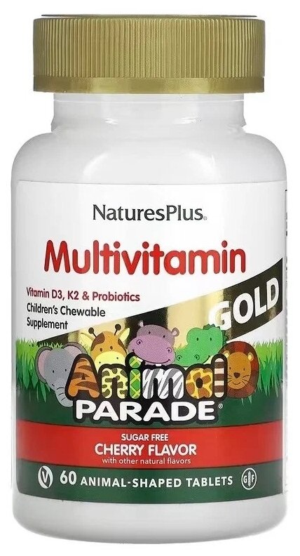 Nature's Plus Animal Parade GOLD Multi мультивитамины, микроэлементы, пробиотики 60 таб.