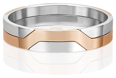 Кольцо обручальное PLATINA, комбинированное золото, 585 проба, родирование, размер 15, золотой, серебряный