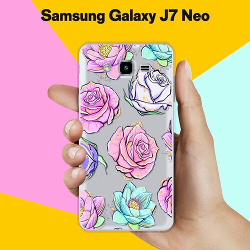 Силиконовый чехол на Samsung Galaxy J7 Neo Розы / для Самсунг Галакси Джей 7 Нео матовый soft touch силиконовый чехол на samsung galaxy j7 neo самсунг джей 7 нео с 3d принтом hands w черный