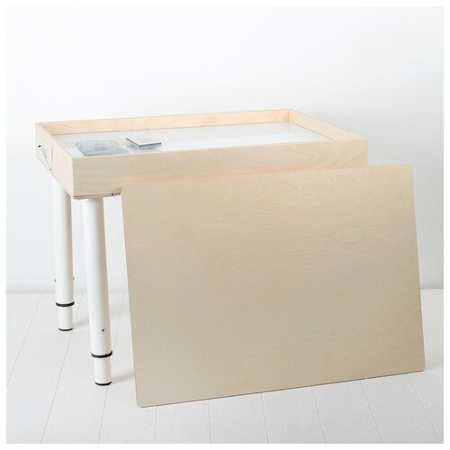 ForSandArt Стол для рисования песком, 42 × 60 см, с крышкой, фанера, оргстекло, подсветка цветная