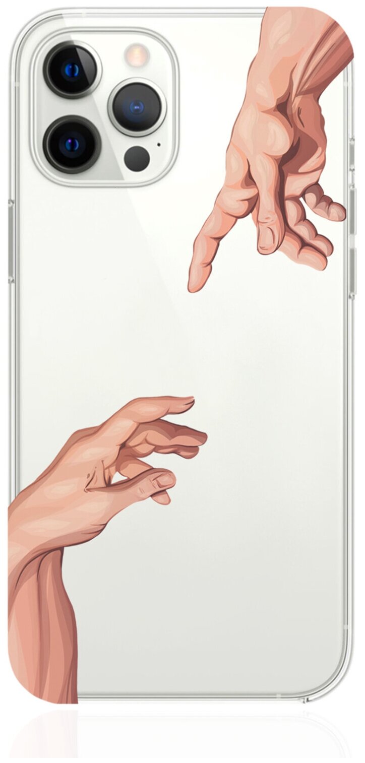 Прозрачный силиконовый чехол MustHaveCase для iPhone 12 Pro Max Сотворение Адама для Айфон 12 Про Макс Противоударный