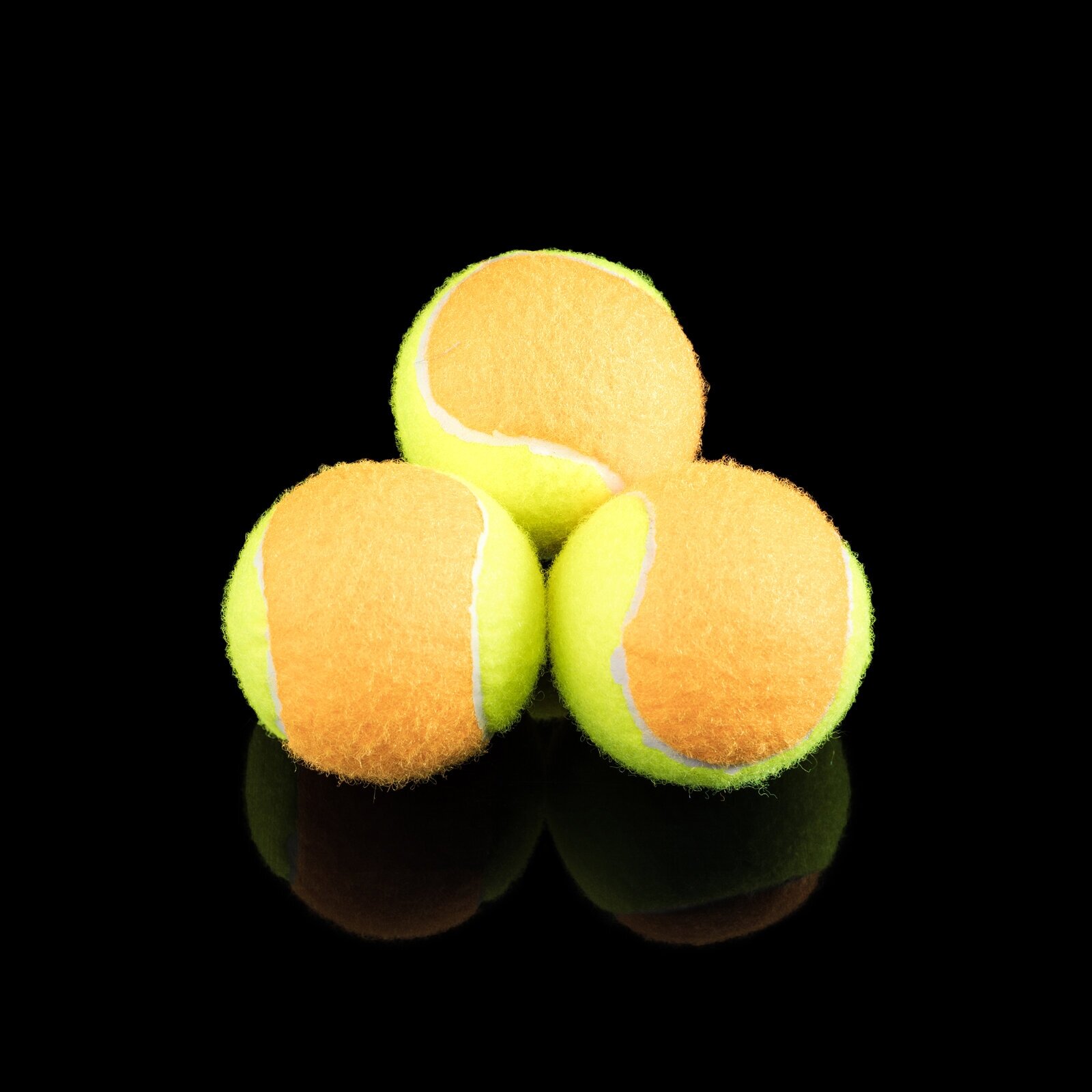 Мяч ONLYTOP, для большого тенниса, набор 3 штуки, цвет оранжевый, желтый