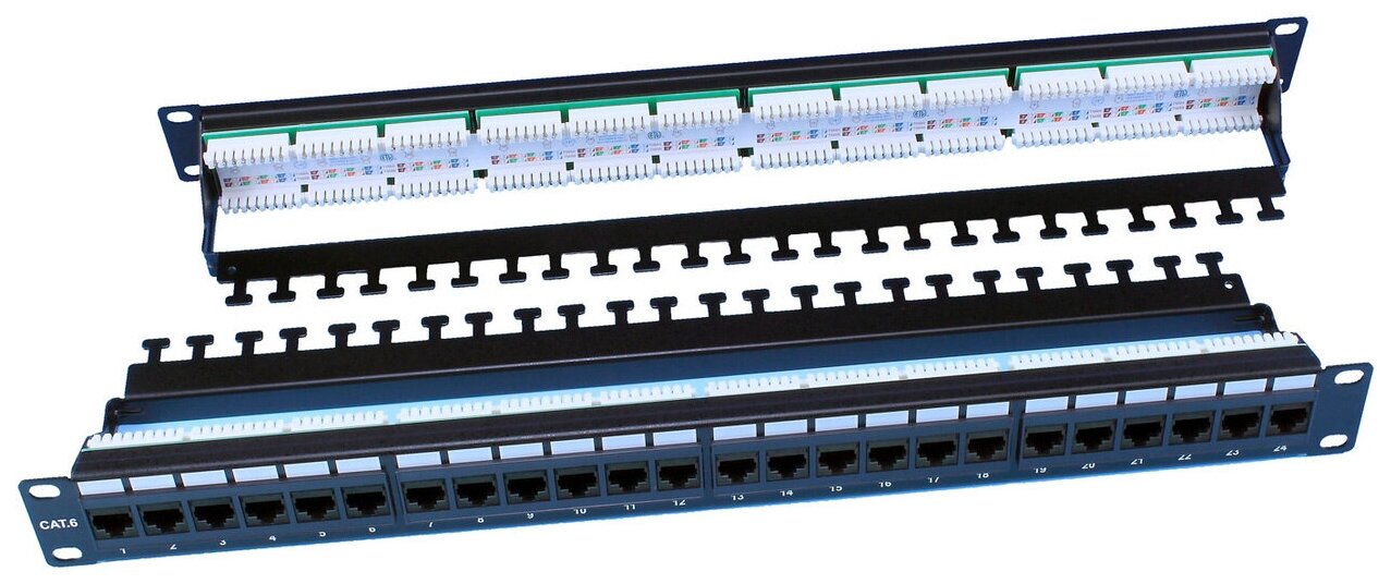 Патч-панель Hyperline PP3-19-24-8P8C-C6-110D 19" 1U 24xRJ45