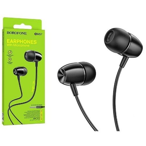 Наушники Borofone BM57 Platinum вакуумные микрофон Jack 35 мм кабель 12 м чёрные 67600₽