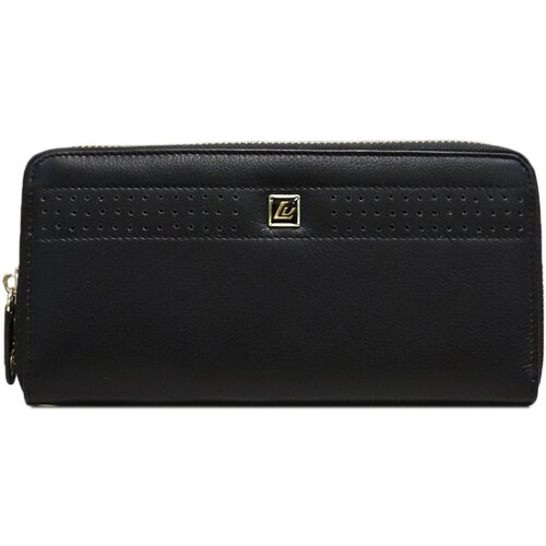 фото Кошелек loui vearner, натуральная кожа, гладкая фактура, на молнии, 3 отделения для банкнот, отделения для карт и монет, подарочная упаковка, черный