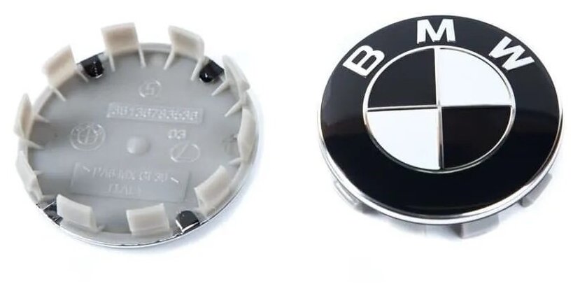 Заглушка диска БМВ/Колпачок для диска BMW, 68/65 мм 36136783536 черно-белые