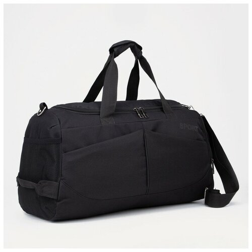 фото Сумка спортивная на молнии, 4 наружных кармана, цвет чёрный mikimarket