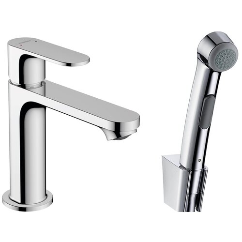 Смеситель для раковины, Hansgrohe Rebris S 72215000 однозахватный, с гигиеническим душем, хром смеситель для биде hansgrohe rebris s 72212670