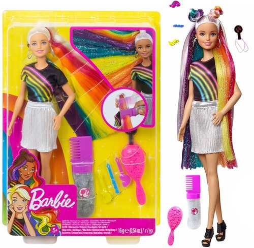 Кукла Barbie с радужными волосами и аксессуарами FXN96 разноцветный