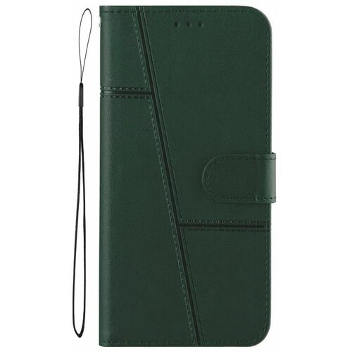 Чехол книжка wallet case для Tecno Pova Neo 3 / Техно Пова Нео 3 (Тёмно-зелёная) чехол накладка krutoff soft case корги для tecno pova neo 3 черный