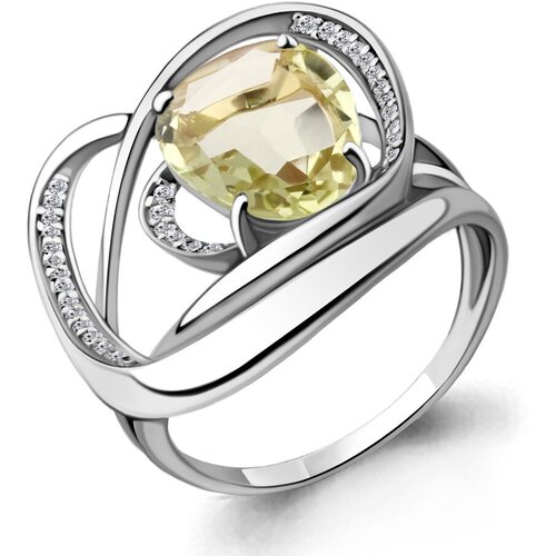 фото Серебряное кольцо aquamarine а6589511а с фианитом и кварцем, размер 18,5 diamant-online