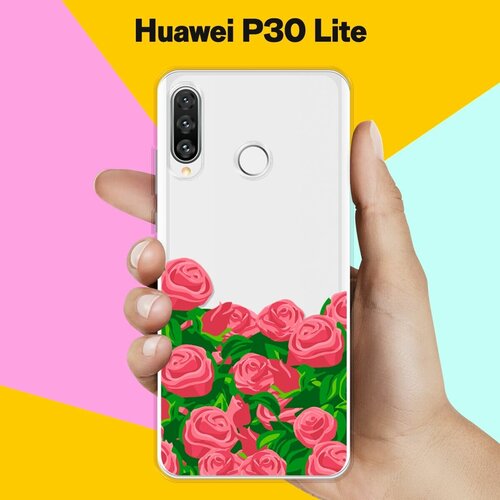 Силиконовый чехол Розы на Huawei P30 Lite силиконовый чехол на huawei p30 lite ананас для хуавей п30 лайт