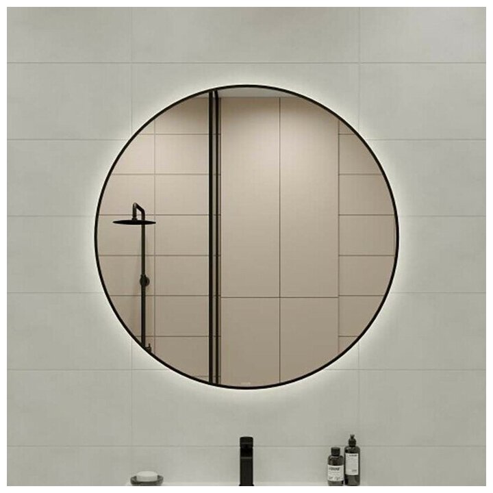 Зеркало с подсветкой круглое в черной раме 100x100 для ванной Cersanit ECLIPSE 64198 - фотография № 10