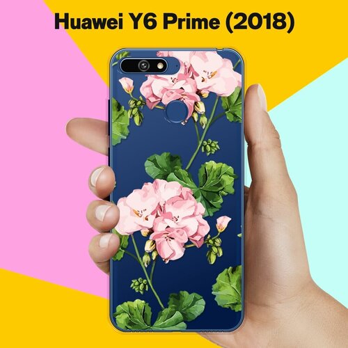 Силиконовый чехол Розовые цветы на Huawei Y6 Prime (2018)