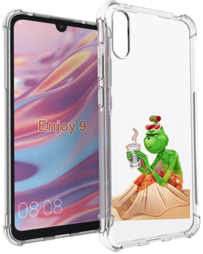 Чехол задняя-панель-накладка-бампер MyPads Гринч-в-платье для Huawei Enjoy 9/Huawei Y7 (2019)/Honor 8C противоударный