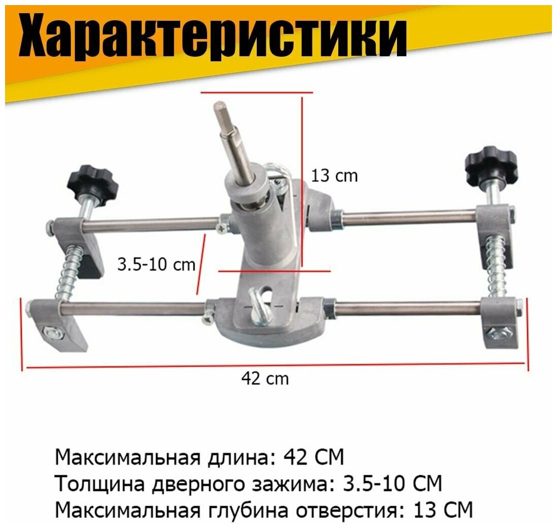 Кондуктор для врезания дверных замков ручек личинок Стандарт +8 фрез