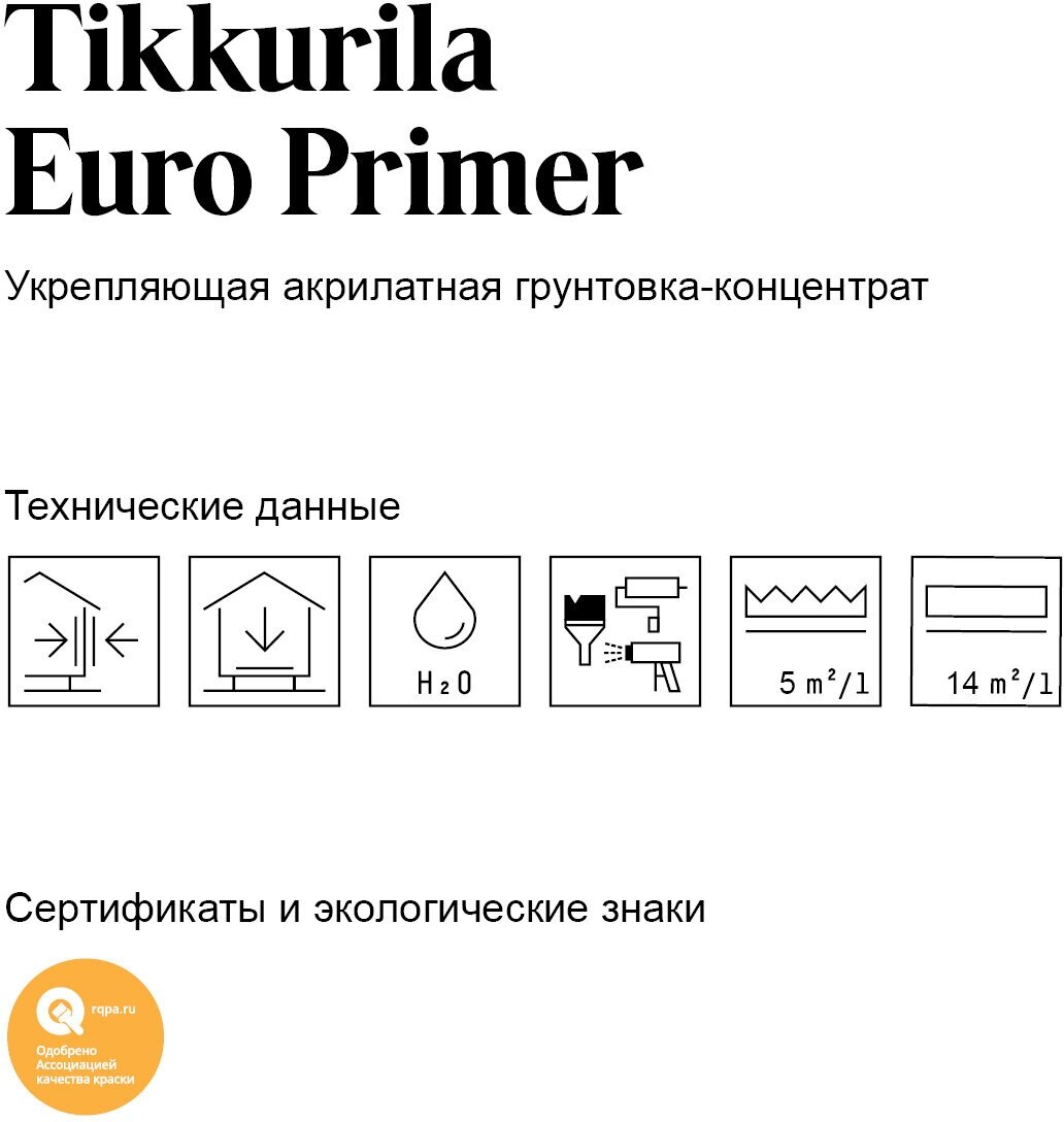 Грунт Tikkurila Euro Primer концентрат 3л