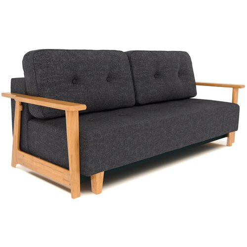 Прямой диван кровать Soft Element Гринрок трехместный в гостиную, раскладной (еврокнижка), шенилл, серый, дизайнерский, современный стиль