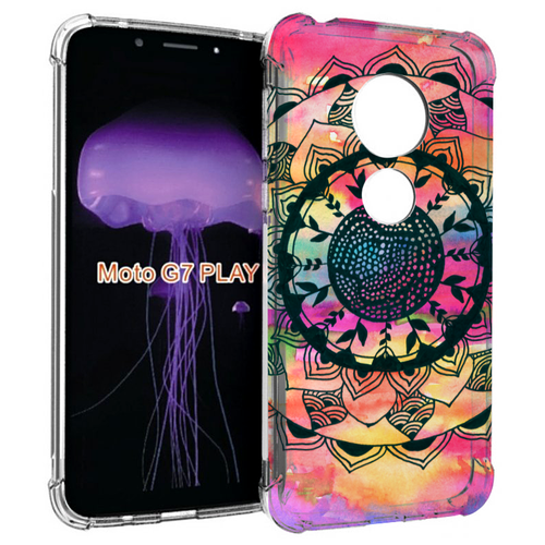 Чехол MyPads яркая абстракция круглый цветок для Motorola Moto G7 Play задняя-панель-накладка-бампер