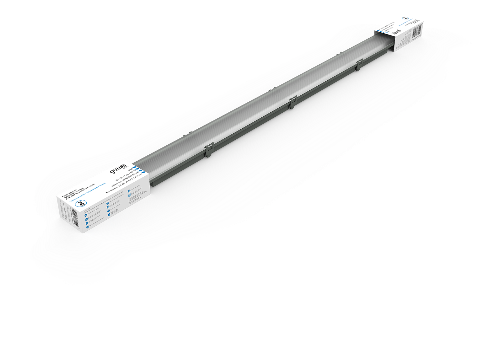 Светильник влагозащитный ДСП для светодиодных ламп СПП Т8 G13 2х600 мм 665х85х55 мм IP65 LITE Gauss () GAUSS 909437260 (1 шт.) - фотография № 3