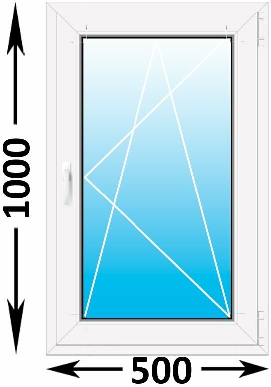 Пластиковое окно Melke одностворчатое 500x1000 (ширина Х высота) (500Х1000)