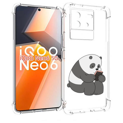 Чехол MyPads панда-в-телефоне для Vivo iQoo Neo 6 5G задняя-панель-накладка-бампер чехол mypads панда в акварели для vivo iqoo neo 6 5g задняя панель накладка бампер