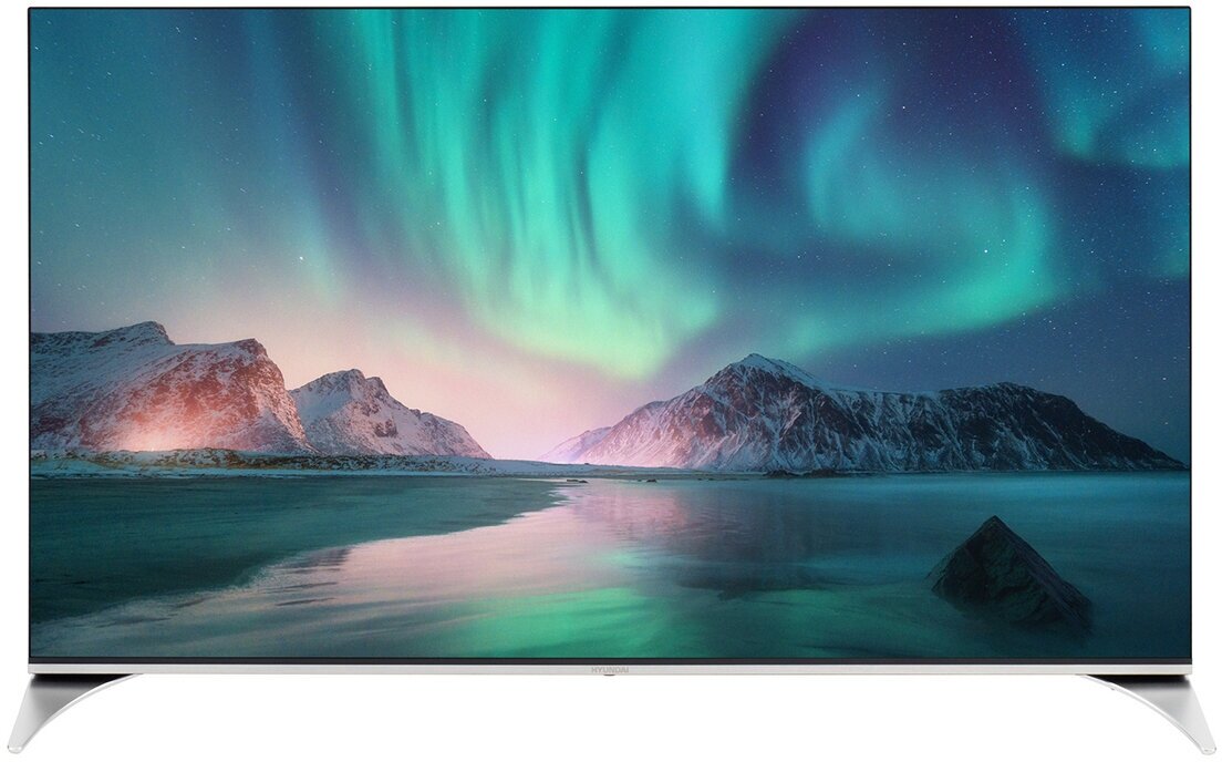 Телевизор Hyundai 55" QLED, UHD, Smart TV (Android TV), Звук (20 Вт (2x10 Вт), 3xHDMI, 2xUSB, 1xRJ-45, Серебристый/Черный, H-LED55QBU7500