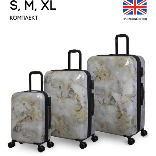 фото Комплект чемоданов it luggage, 3 шт., поликарбонат, опорные ножки на боковой стенке, износостойкий, увеличение объема, 161 л, размер s/m/l, мультиколор