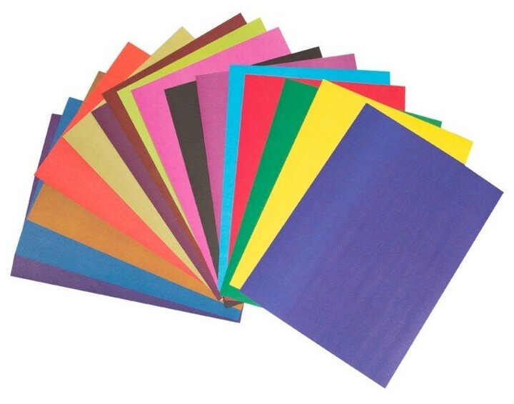 Цветная бумага двусторонняя A4, Мульти-Пульти, 16л, 16цв, офсетная, в папке - фотография № 3