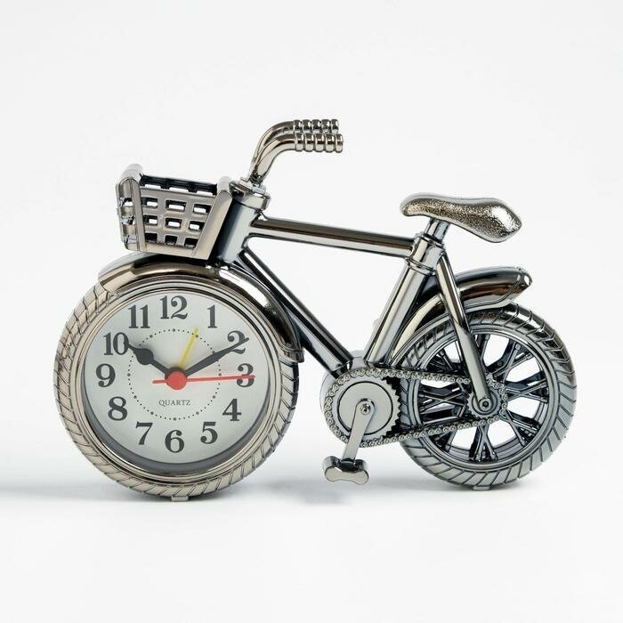 Часы - будильник настольные "Велосипед", дискретный ход, d-7 см, 13.5 х 18.5 см, АА для дома