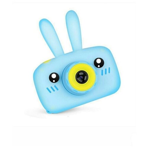Мини видео-фото камера с цветным дисплеем для детей / Фотоаппарат детский Зайчик / Голубой