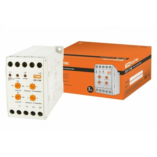 реле контроля напряжения ел 11м 3х380в sq1504 0014 TDM Реле контроля фаз ЕЛ-11М-3х380В (1нр+1нз контакты) SQ1504-0014 (7 шт.)