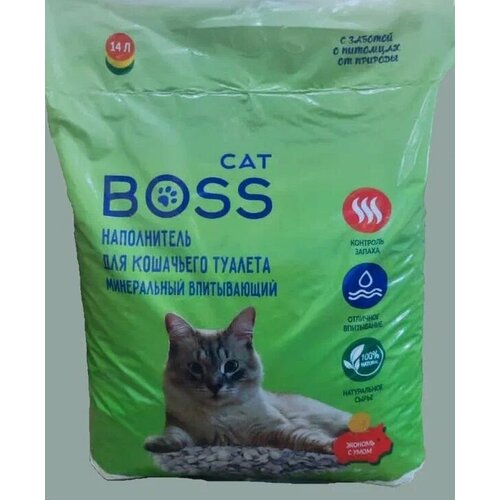 Кошачий наполнитель Cat Boss минеральный впитывающий, на 14 л.