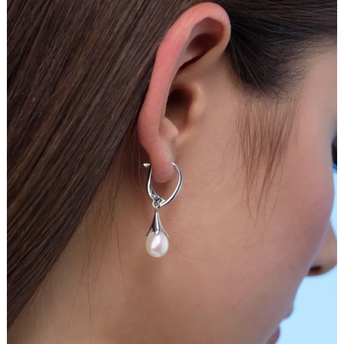 Серьги Argentum серебро 925 проба родирование жемчуг размер 7 мм длина 33 см серебристый 2175₽