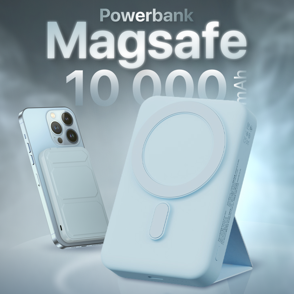 Магнитный повербанк 10000 Wireless Power Bank с быстрой беспроводной зарядкой для Айфона / iPhone 12, 13, 14, 15
