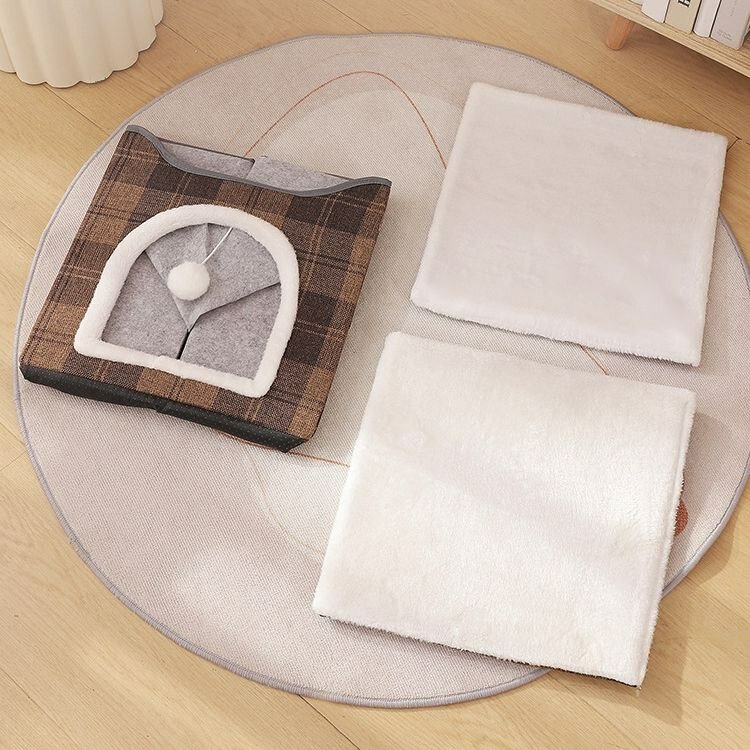 Домик для кошек MyPet-MyFriend, коричневый, складной, 40х40х38см — фото 1