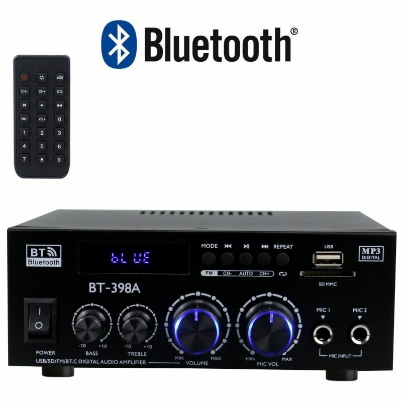 Усилитель звука, Hi-fi , Bluetooth5.3 усилитель звука,2-канальный , BT398A 600 Вт + 600 Вт
