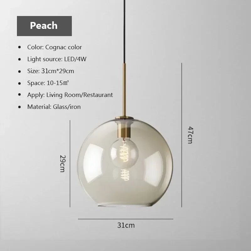 CETANT Коньячная стеклянная подвесная люстра Warm white APeach 31cm