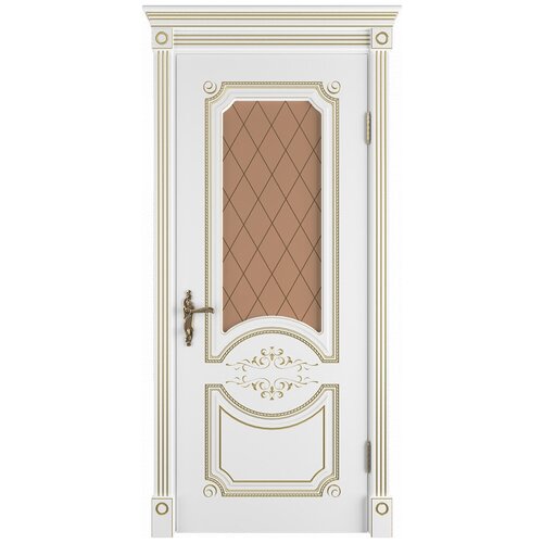 Межкомнатная дверь Милана до, белая эмаль патина золото 2000*600.Комплект (полотно,коробка,наличник)